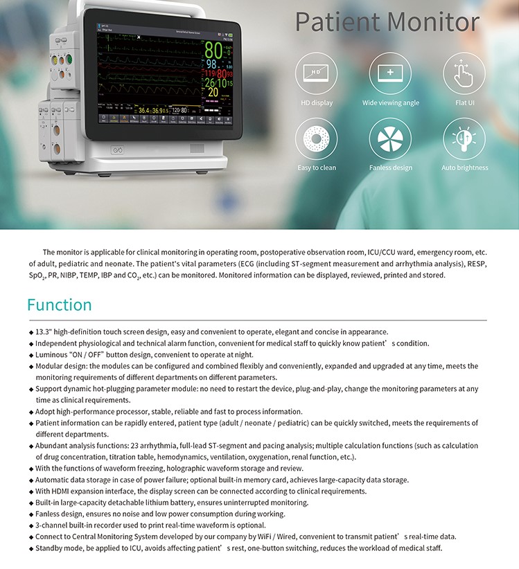 Hospital ICU Plug in Patient Monitor